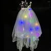 Accessoires pour cheveux, pince à cheveux en maille, épingle à cheveux, voile de mariée, perle, lumière LED, couronne de mariage, couvre-chef coréen