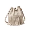 Shoulder Bags Leather For Women Handmade Tassel Messenger Bag Vintage Lady Drawstring Bucket