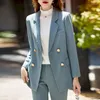 Kvinnors tvåbitar byxor Insozkdg Kvinnor Tvådelar Set Pantsuit Office Ladies Elegant Blazer Suit Female Jacket Workwear Business