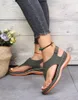 Sandals Summer Oxford Women Wedges Slippers Pu Leather Flip Flops Belt Buckle Female Shoes 2024 Rome Fashion Slides