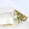 Decorazione per feste Portatovagliolo ebraico personalizzato Specchio acrilico Supporto in oro Tavolo nuziale personalizzato Decora taglio 20 pezzi