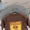 xinxinbuy Men designer Tee t shirt 2024 Italy Deep brown box Lovers Knitted short sleeve cotton women gray black white red XS-2XL