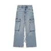 Wind Womens Style Mid Rise Jeans Spring New Straight Leg Pants Long