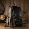 Sac à dos Simple Nature Crazy Horse cuir pour hommes véritable peau de vache grande capacité ordinateur portable fermeture éclair sac à bandoulière sac à bandoulière