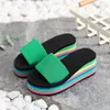 2024 positive Women's Summer Heel Multi-colored Sandal Quality Fashion Slippers Printed waterproof platform slippers Beach Slippers GAI