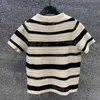 Women Dress Knits Set Striped Casual Short Sleeve Skirts Tops Outfits Designer Polo Knitted Dresses Sets