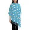 Sjaals Blauwe Kimono Patroon Sjaal Met Lange Kwast Janpan Anime Art Warme Sjaal Wrap Lady Wraps Herfst Mode Bufanda Mujer