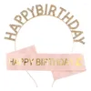 Décoration de fête Joyeux Anniversaire Ceinture Pour Fille Enfants Rose Or Papillon Satin Ceintures Cristal Bandeau Enfants Anniversaire Chapeaux Décor