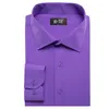 Men's Casual Shirts Violet Purple Solid Silk Spring Autumn Long Sleeves Lapel Slim Fit Shirt Wedding Formal Business Party Gifts Hi-Tie