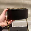 genuine leather designer bag luxury women gold chain shoulder bas Round cake crossbody wallet Double letter solid buckle Sheepskin caviar luxury Evening Bags