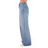 Blaue, lockere, beinlose Jeans mit hoher Taille für Damen