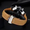 Wristwatches 2024 Men's Spacex Limited Edition Watch Sports Quartz Chronograph Blue Dial Brown Leath