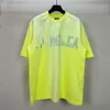 B Versione alta 24SS Parigi Nastro giallo con fasciatura Stampata unisex in puro cotone Top T-shirt a maniche corte Famiglia