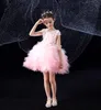 Sweet Pink Tulle Jewel Applique Knee Length Flower Girl Dress Girl's Pageant Dresses Party/Birthday Dresses Girl's Skirt Custom SZ 2-12 D318009