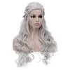 Parrucche sintetiche HAIRJOY Capelli sintetici Parrucche Daenerys Targaryen Argento Lunga intrecciata Costume Cosplay Parrucca Queen Lolita per donne 240328 240327