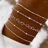 Charm Armband Fashion 5st Boho Multilayer Armband Set For Women Vintage Geometric Heart Chain Wristband Party Jewelry Accessories