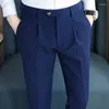 Men's Suits Spring Summer Simple Solid Color Suit Pants Slim-fit Straight-leg For Men Mens Business Formal Wear Dress