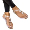 Slippers 2022 Sandals de verão Mulheres moda a praia casual Praia ao ar livre Sandals Flop Decoração de metal Sapatos planos Plus Size 3543