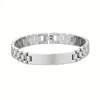 Link Bracelets Personalized Men Stainless Steel Custom Name Engraved Wrist Bangle For Mens