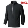 Plus Size 10XL Windscherm Jas Mannen Mode Casual Effen Kleur Jassen Jas Lente Herfst Camping Mannelijke Bovenkleding Zwart 240307