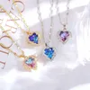 Colorful Ocean Heart Pendant Necklace Korean Style Women's Jewelry