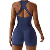 Dames trainingspakken holle rug jumpsuit naadloze fitness pak geribbelde fietsen sport bodysuit dames gym workout up panty's 24318
