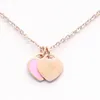 Luxury Silver Necklace Gold Neckor Womens Chain Jewelry Designer Pendant Halsband Double Heart Wedding Jewelrys For Party Gift Free Frakt