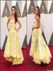 2016 88. Oscar Ünlü Elbiseler Alicia Vikander Sarı Straplez Yüksek Düşük Tafta Boncuk Pullu Bir Çizgi Kırmızı Halı Gowns2606718