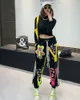 Women's Pants Street Graffiti Printing Casual For Women 2024 Spring Autumn Loose High Waist Slimming Ankle-Tied Track Sweatpants