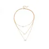 Hot Selling Fashion Simple Multi-Layer Five Pointed Star Love Water Drop Pendant Necklace ClaVicle Chain