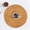 Dinnerware Sets Handwoven Rattan Placemats Round Wicker Table Mats Natural Woven For Dinner Heat Resistant