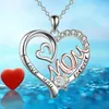 Pendant Necklaces Luxury Designer Jewelry Heart Mom Double Love Mother Necklace For Women Zircon Initial Chain Mothers Day Gift