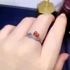 Klusterringar 925 Pure Silver Chinese Style Natural Orange Sapphire Women's Luxury Trendy Fresh Justerable Gem Ring Fine Smycken Support