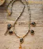 Senaste Natural Stones labradorite Teardrop Pendant Halsband Kvinnor Utsökta Gemstones Charm Pärled Choker OL Jewelry 240311