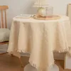 Table Cloth Beige Retro Knitted Long Tea Dining Cover Sofa Simple And High-end Birthday Decoration J5D2902