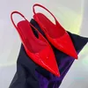 Leather pumps Fashion Sandals Womens leather Designer dress Shoes silk Lady Pointed Toe Kitten Heel Elegant slingback heel