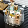 Förvaringslådor 2024 Desktop Makeup Brush Barrel Lipstick Cosmetic Rack Pen Holder Transparent Box Skin Care Organizer