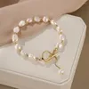 Link Bracelets EVACANDIS Handmade Simple Vintage Natural Pearl Bracelet For Women Adjustable Baroque Golden OT Clasp Fashion Gift