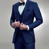 Herenkostuums Slim Fit Marineblauw herenpak 2-delig Zakelijk Blazer Broek Eén knop Effen Kleur Bruiloft Bruidegom Formeel Feest Causaal Op maat