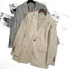 Women's Two Piece Pants European And American Linen Formal Wear Fashionable Casual Commuter Waisted Suit Jacket Female