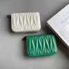 Pleated Ladies Short Card Holder High-grade Compact Large Capacity Card Holder Wallet 031924-11111