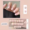 False Nails 24pcs French White Side Wearable Rhinestone Desgin Fake Short Simple Nail Full Cover Tips Press On