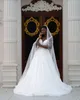 Classique Une ligne femmes robe de mariée col en V sans manches robes de mariée paillettes perles avec voile balayage train robe sur mesure vestidos de novia