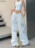 Kvinnors jeans 2023 koreanska y2k mode vita baggy last nya jeans kpop byxor för kvinnor kläder rak bred ben avslappnade eleganta byxor ladyc24318