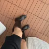 부츠 IPPEUM TABI 신발 무릎 높이 가죽 분할 발가락 부츠 갈색 플러스 크기 44 chunky heel black new in Women 's Boots Tabis