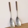 Conjuntos de louças Vintage Walnut Rice Shovel Talheres 304 Aço Inoxidável Sheng Colher El Restaurante Grande Refeição