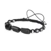 Strand Natural Rough Black Tourmaline Healing Stone Bead Facettered Hematite Nylon Rope Justerbar Macrame Energy Armband Man Women Women