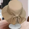 Berets Summer Bow Tie Fisherman Hat 2024 Wide Large Brim Outdoor Beach Sun Cap Fashion UV Proof Protection Women Bucket