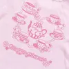 Pianist Kids Girl Cartoon Candy House Bunny Print broderad kortärmad spets krage t-shirt 240313