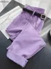 Women's Jeans All-match Purple Denim Trousers Classic High Waist Pocket Button Streetwear Harem Jeans Woman Korean Fashion Loose Women PantsC24318